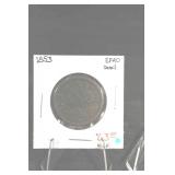 1853 United States One Cent Large Cent - Copper - EF-40 Detail