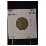 Lot Of 2 V- Nickels 1884,1883