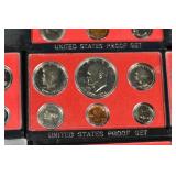 United States Proof Sets - Assorted Years in Red Presentation Cases
