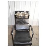 Salon Shampoo Bowl Station - Stainless Sink & Black Chair