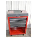 Rolling Tool Cabinet - Red/Gray with Dual Top Organizers