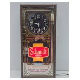 Working Vintage Lighted SCHMIDT Beer Advertising Clock Sign