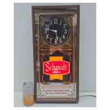 Working Vintage Lighted SCHMIDT Beer Advertising Clock Sign
