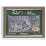 Vintage PABST Blue Ribbon PBR Beer Advertising Bar Mirror - Upland Game Birds - Ruffed Grouse