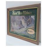 Vintage PABST Blue Ribbon PBR Beer Advertising Bar Mirror - Upland Game Birds - Ruffed Grouse