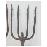 2 Antique Fishing Spear Heads w/Vintage Advertising Hats