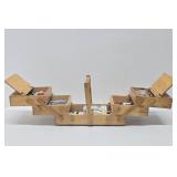 Quality Dovetailed Wood Expandable Sewing Box w/Supplies