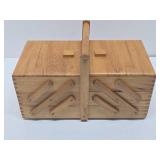 Quality Dovetailed Wood Expandable Sewing Box w/Supplies