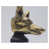 Very Cool Old Vintage Heavy Brass Fox Head Door Stop