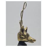 Very Cool Old Vintage Heavy Brass Fox Head Door Stop