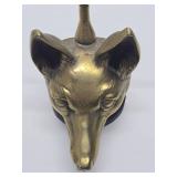 Very Cool Old Vintage Heavy Brass Fox Head Door Stop