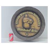 Vintage German 3D Barrel Beer Sign for Monchshof-Brau
