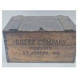 Nice Antique Pre-Prohibition GOETZ Wooden Advertising Beer Crate w/Lid