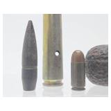 Group of Genuine Vintage & Antique Military Ammo Rounds / Bullets etc
