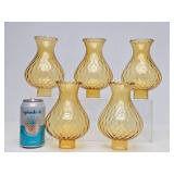 5 Vintage mid Century Amber/Yellow Glass Light Fixture or Lamp Shades