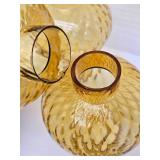 5 Vintage mid Century Amber/Yellow Glass Light Fixture or Lamp Shades