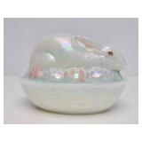 FENTON Iridescent Glass Bunny Basket