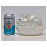 FENTON Iridescent Glass Bunny Basket