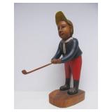 2 Large Carved Wood Golfer Statues