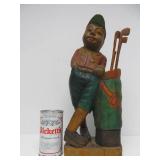 2 Large Carved Wood Golfer Statues