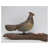 Large Carved Wood Grouse Statue