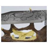 Large Highly Decorated Maxam Eagle & Antler Hunting Knife & Display