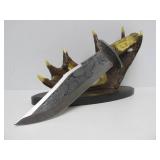 Large Highly Decorated Maxam Eagle & Antler Hunting Knife & Display