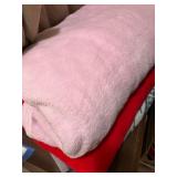 Set of 3 Soft Fleece Blankets in Pink, Red, and Blue Pattern