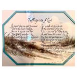 Set of 2 Framed Religious Artworks: Footprints Poem & Madonna with Child