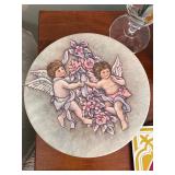 Decorative Collection with Angel Box, Floral Photo Frame, Faux Flowers, Heart Ornaments, and Inspirational Plaque