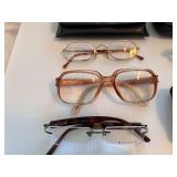 Collection of 7 Vintage and Designer Eyeglasses with Cases and extra cases