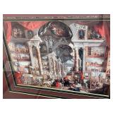 Framed Print of Classic Gallery Interior Scene with Ornate Frame, 42 x 36 Inches