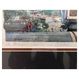 Set of 4 Framed San Francisco Art Prints by K. Habert: Cable Car with Alcatraz and Lombard Street