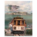 Set of 4 Framed San Francisco Art Prints by K. Habert: Cable Car with Alcatraz and Lombard Street