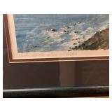 Set of 4 Framed San Francisco Art Prints by K. Habert: Cable Car with Alcatraz and Lombard Street