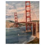 Set of 4 Framed San Francisco Art Prints by K. Habert: Cable Car with Alcatraz and Lombard Street