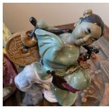 Set of 4 Chinese Ceramic Figures with Colorful Detailing