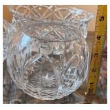 Set of 3 Cut Glass Crystal Bowls with Floral and Starburst Patterns