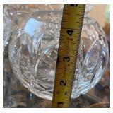 Set of 3 Cut Glass Crystal Bowls with Floral and Starburst Patterns