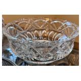 Set of 3 Vintage Cut Glass Bowls and Basket with Silverplate Caddy