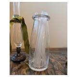 Set of 3 Decorative Glass Vases with Brass and Metal Stands
