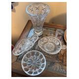 Cut Glass Crystal Tableware Collection with Vase and Dishes