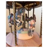 Pastel Porcelain Carousel Horse Music Box Decoration, 16 Inches Tall