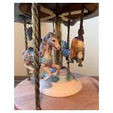 Pastel Porcelain Carousel Horse Music Box Decoration, 16 Inches Tall