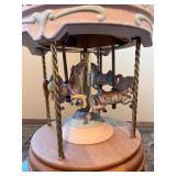 Pastel Porcelain Carousel Horse Music Box Decoration, 16 Inches Tall