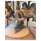 Pastel Porcelain Carousel Horse Music Box Decoration, 16 Inches Tall