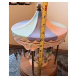 Pastel Porcelain Carousel Horse Music Box Decoration, 16 Inches Tall