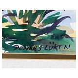 Dennis Luken Framed Watercolor Art of Lighthouse with Palm Trees