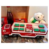 Coca-Cola Collectibles Lot: Plush Bears, Die-Cast Trucks, Sm Glass Globe, Playing Cards