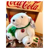 Coca-Cola Collectibles Lot: Plush Bears, Die-Cast Trucks, Sm Glass Globe, Playing Cards